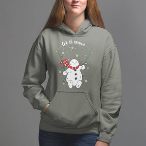 Christmas Hoodie Let It Snow Cute Snowman Xmas TS09 Military Green Printyourwear