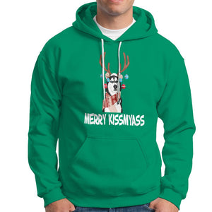 Christmas Hoodie Merry Kissmyasss Husky Reindeer Dog Lover TS09 Irish Green Printyourwear