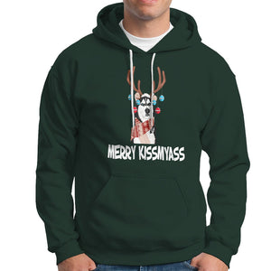 Christmas Hoodie Merry Kissmyasss Husky Reindeer Dog Lover TS09 Dark Forest Green Printyourwear