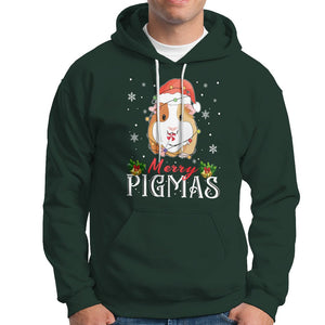 Christmas Hoodie Merry Pigmas Cute Guinea Pig Santa Hat TS09 Dark Forest Green Printyourwear