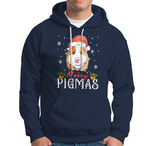 Christmas Hoodie Merry Pigmas Cute Guinea Pig Santa Hat TS09 Navy Printyourwear