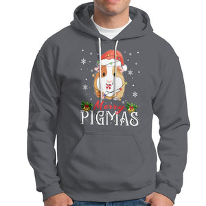 Christmas Hoodie Merry Pigmas Cute Guinea Pig Santa Hat TS09 Charcoal Printyourwear