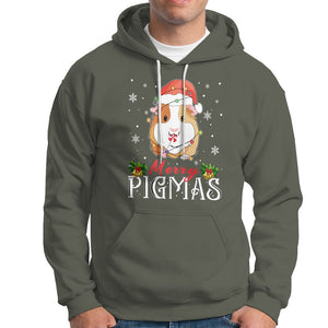 Christmas Hoodie Merry Pigmas Cute Guinea Pig Santa Hat TS09 Military Green Printyourwear