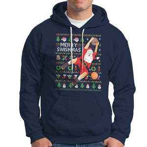 Christmas Hoodie Merry Swishmas Santa Baseketball Player TS09 Navy Printyourwear