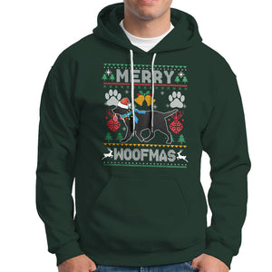 Christmas Hoodie Merry Woofmas Black Lab Dog Lover TS09 Dark Forest Green Printyourwear