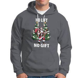 Christmas Hoodie No Lift No Gift Santa Bodybuilding Gymer TS09 Charcoal Printyourwear