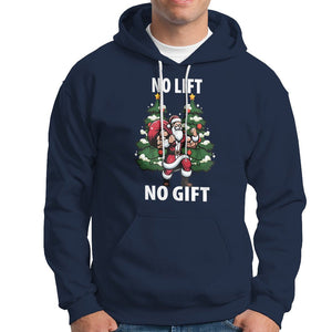 Christmas Hoodie No Lift No Gift Santa Bodybuilding Gymer TS09 Navy Printyourwear