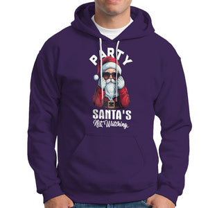 Christmas Hoodie Party Like Santa's Not Watching Funny Santa Sunglas TS09 Purple Printyourwear