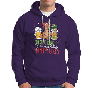 Christmas Hoodie Reindeer Beer Drinking I'm The Kind Of Naughty Santa Likes TS09 Purple Printyourwear