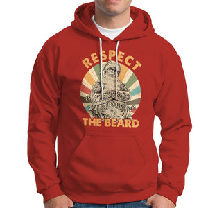 Christmas Hoodie Respect The Beard Cool Santa TS09 Red Printyourwear