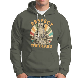 Christmas Hoodie Respect The Beard Cool Santa TS09 Military Green Printyourwear