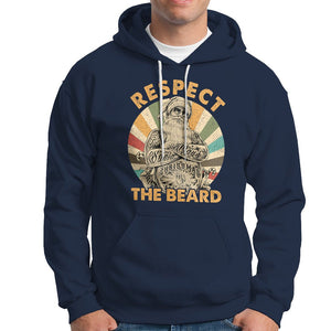 Christmas Hoodie Respect The Beard Cool Santa TS09 Navy Printyourwear