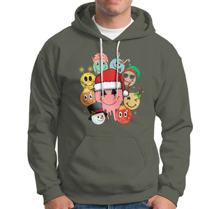 Christmas Hoodie Retro Groovy Xmas Tree Eye Face Reindeer Snowman Efl TS09 Military Green Printyourwear