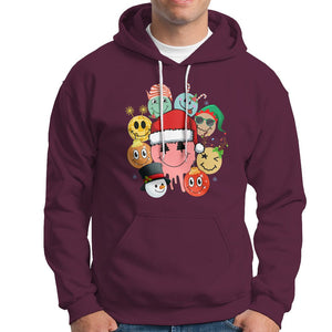 Christmas Hoodie Retro Groovy Xmas Tree Eye Face Reindeer Snowman Efl TS09 Maroon Printyourwear