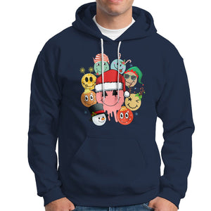 Christmas Hoodie Retro Groovy Xmas Tree Eye Face Reindeer Snowman Efl TS09 Navy Printyourwear