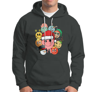 Christmas Hoodie Retro Groovy Xmas Tree Eye Face Reindeer Snowman Efl TS09 Dark Heather Printyourwear