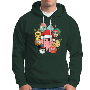 Christmas Hoodie Retro Groovy Xmas Tree Eye Face Reindeer Snowman Efl TS09 Dark Forest Green Printyourwear