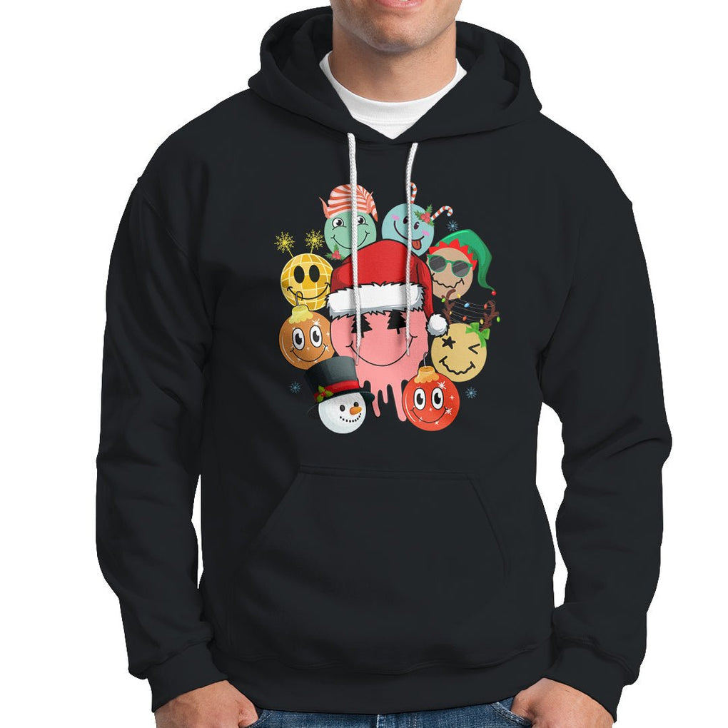 Christmas Hoodie Retro Groovy Xmas Tree Eye Face Reindeer Snowman Efl TS09 Black Printyourwear