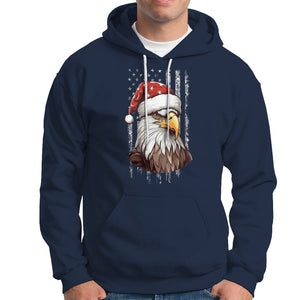 Christmas Hoodie Santa Bald Eagle USA Flag Patriotic Xmas TS09 Navy Printyourwear