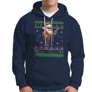 Christmas Hoodie Santa Claus Gun Click Click Sing Fa La La La TS09 Navy Printyourwear