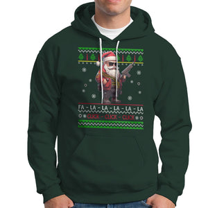 Christmas Hoodie Santa Claus Gun Click Click Sing Fa La La La TS09 Dark Forest Green Printyourwear