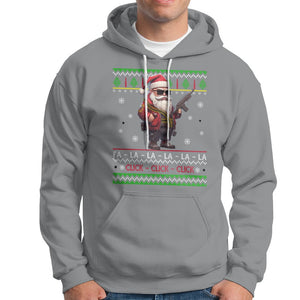 Christmas Hoodie Santa Claus Gun Click Click Sing Fa La La La TS09 Sport Gray Printyourwear