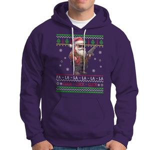 Christmas Hoodie Santa Claus Gun Click Click Sing Fa La La La TS09 Purple Printyourwear