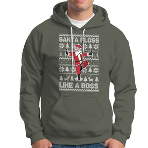 Christmas Hoodie Santa Floss Like A Boss Funny Dancing TS09 Military Green Printyourwear