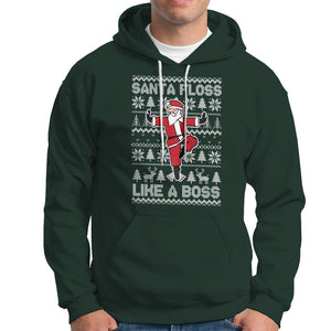 Christmas Hoodie Santa Floss Like A Boss Funny Dancing TS09 Dark Forest Green Printyourwear