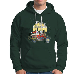 Christmas Hoodie Santa Riding Motorcycle Biker City At Night Holiday TS09 Dark Forest Green Printyourwear