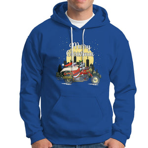 Christmas Hoodie Santa Riding Motorcycle Biker City At Night Holiday TS09 Royal Blue Printyourwear