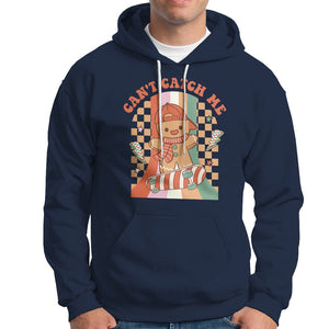 Christmas Hoodie Skateboarding Gingerbread Boy Can't Catch Me TS09 Navy Printyourwear