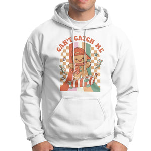 Christmas Hoodie Skateboarding Gingerbread Boy Can't Catch Me TS09 White Printyourwear