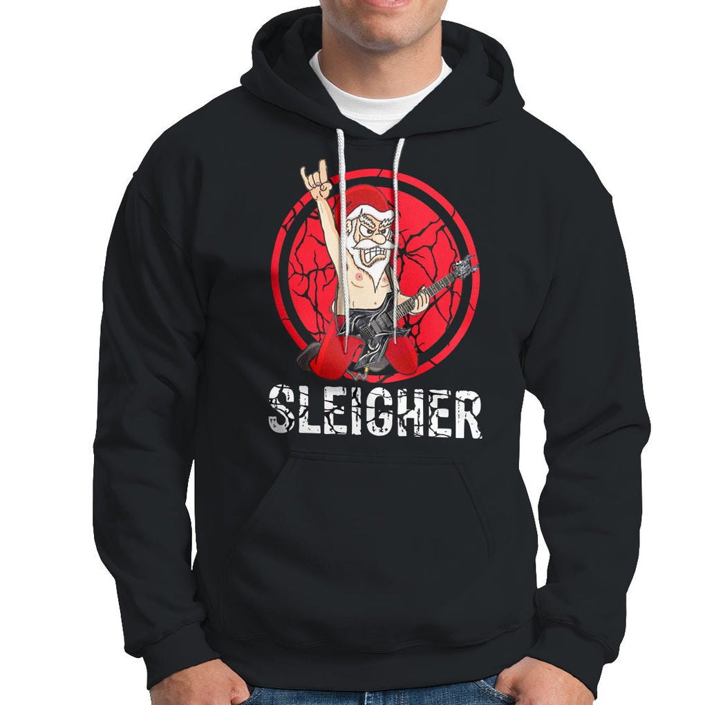 Christmas Hoodie Sleigher Santa Heavy Mental Music TS09 Military Green Printyourwear