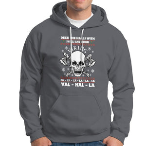 Christmas Hoodie Viking Valhalla Deck The Halls With Skulls And Bodies TS09 Charcoal Printyourwear