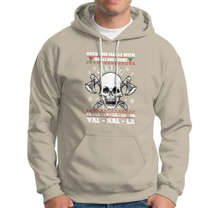 Christmas Hoodie Viking Valhalla Deck The Halls With Skulls And Bodies TS09 Sand Printyourwear