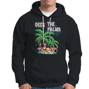 Christmas In Hawaii Hoodie Deck the Palms Firework Merry Christmas Flamingo TS09 Black Printyourwear