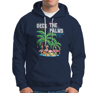 Christmas In Hawaii Hoodie Deck the Palms Firework Merry Christmas Flamingo TS09 Navy Printyourwear