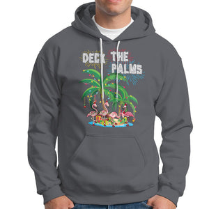 Christmas In Hawaii Hoodie Deck the Palms Firework Merry Christmas Flamingo TS09 Charcoal Printyourwear