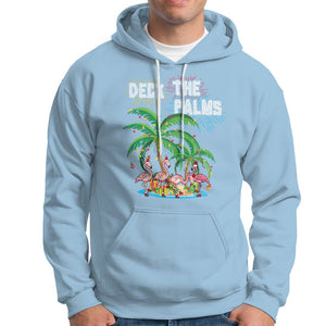 Christmas In Hawaii Hoodie Deck the Palms Firework Merry Christmas Flamingo TS09 Light Blue Printyourwear