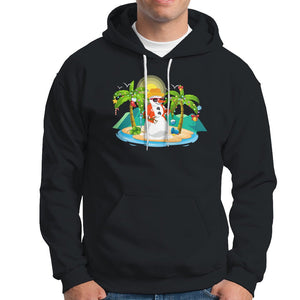 Christmas In Hawaii Hoodie Hawaiian Snowman Xmas Palm Tree At The Beach TS09 Black Printyourwear