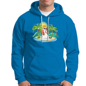 Christmas In Hawaii Hoodie Hawaiian Snowman Xmas Palm Tree At The Beach TS09 Sapphire Printyourwear