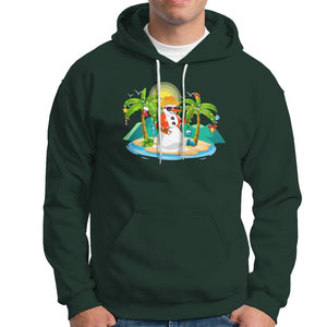 Christmas In Hawaii Hoodie Hawaiian Snowman Xmas Palm Tree At The Beach TS09 Dark Forest Green Printyourwear