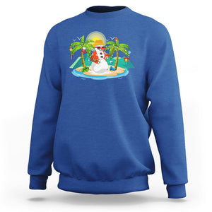 Christmas In Hawaii Sweatshirt Hawaiian Snowman Xmas Palm Tree At The Beach TS09 Royal Blue Printyourwear