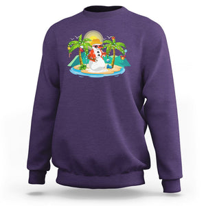 Christmas In Hawaii Sweatshirt Hawaiian Snowman Xmas Palm Tree At The Beach TS09 Purple Printyourwear