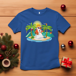 Christmas In July T Shirt Hawaiian Snowman Xmas Palm Tree At The Beach TS09 Royal Blue Printyourwear