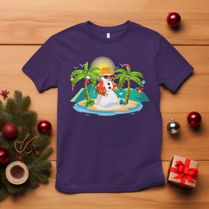 Christmas In July T Shirt Hawaiian Snowman Xmas Palm Tree At The Beach TS09 Purple Printyourwear