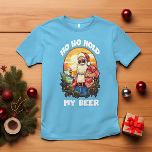 Christmas In July T Shirt Ho Ho Hold My Beer Cool Santa Sunglass TS09 Sky Printyourwear