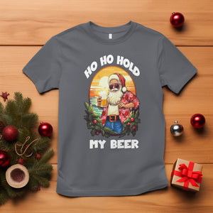 Christmas In July T Shirt Ho Ho Hold My Beer Cool Santa Sunglass TS09 Charcoal Printyourwear