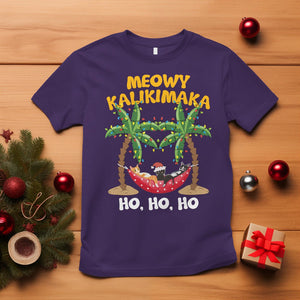 Christmas In July T Shirt Meowy Kalikimaka Cat Chillin' Ho Ho Ho Xmas Palm Tree TS09 Purple Printyourwear